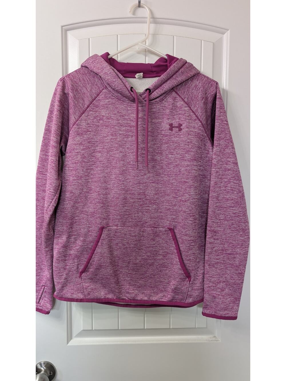 Under Armour ColdGear Pink Heathered Fleece Hoodie Women's Size S Pockets